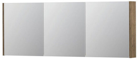 Ink SPK1 Spiegelkast - 160x14x60cm - 3 deuren - dubbelzijdige Spiegel - schakelaar en stopcontact - MFC Naturel eiken 1110810 Naturel Eiken mat