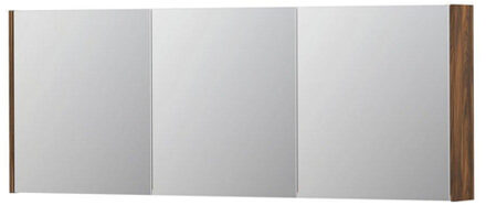 Ink SPK1 Spiegelkast - 160x14x60cm - 3 deuren - dubbelzijdige Spiegel - schakelaar en stopcontact - MFC Noten 1110814 Noten (Bruin) mat
