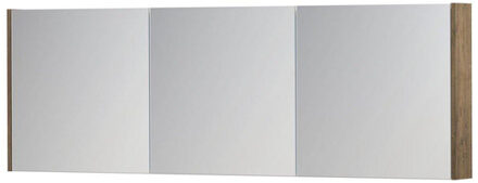 Ink SPK1 Spiegelkast - 180x14x60cm - 3 deuren - dubbelzijdige Spiegel - schakelaar en stopcontact - MFC Naturel eiken 1110860 Naturel Eiken mat