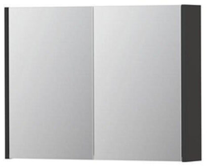 Ink SPK1 Spiegelkast - 80x14x60cm - 2 deuren - dubbelzijdige Spiegel - schakelaar en stopcontact - MDF lak wit hoogglans 1110556