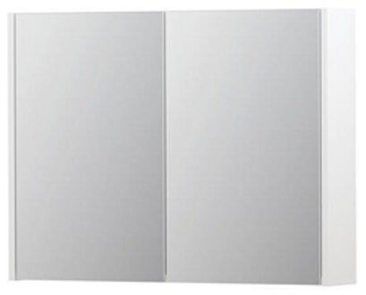 Ink SPK1 Spiegelkast - 80x14x60cm - 2 deuren - dubbelzijdige Spiegel - schakelaar en stopcontact - MDF lak wit mat 1110551