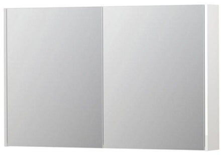 Ink SPK2 Spiegelkast - 120x14x74cm - 2 deuren - dubbelzijdige Spiegel - schakelaar en stopcontact - MDF lak wit hoogglans 1105356