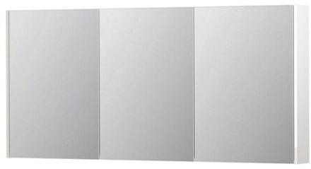 Ink SPK2 Spiegelkast - 160x14x74cm - 3 deuren - dubbelzijdige Spiegel - schakelaar en stopcontact - MDF lak wit hoogglans 1105506