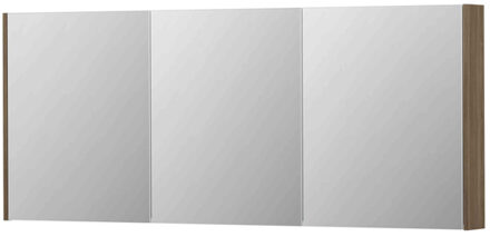 Ink SPK2 Spiegelkast - 180x14x74cm - 3 deuren - dubbelzijdige Spiegel - schakelaar en stopcontact - MFC Zuiver eiken 1105570 Zuiver Eiken mat