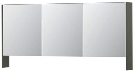 Ink SPK3 spiegelkast met 3 dubbel gespiegelde deuren, open planchet, stopcontact en schakelaar 160 x 14 x 74 cm, mat beton groen