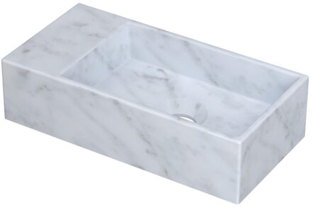 Ink Versus Fontein - 36x18x9cm - wasbak rechts - 1 kraangat - marmer mat wit 3404115 Wit mat