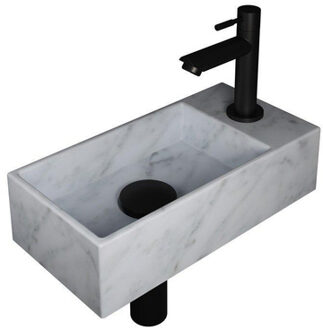 Ink Versus Fonteinpack - Marmer - links fonteinkraan - designsifon - afvoerplug - incl bevestiging 1805322 Zwart mat