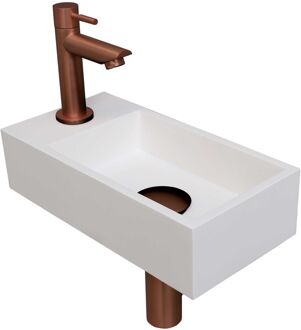 Ink Versus Fonteinpack - Polystone - links fonteinkraan - designsifon - afvoerplug - incl bevestiging 1805147 Wit mat/Rose mat