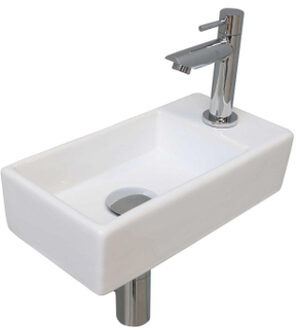 Ink Versus Fonteinpack - Porselein - rechts fonteinkraan - designsifon - afvoerplug - incl bevestiging 1805310 Chroom