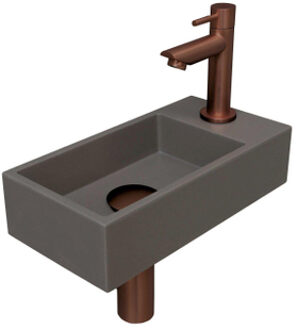 Ink Versus Fonteinset - 36x18x9cm - wasbak links - 1 kraangat - Quartz beton/Mat rose goud 1805160 Quartz Beton/Rose mat