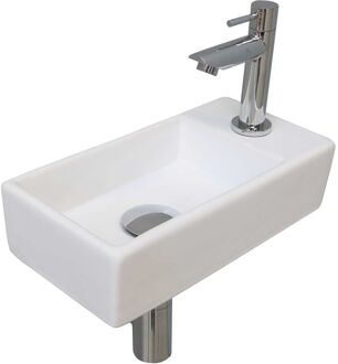 Ink Versus Fonteinset - 36x18x9cm - wasbak links - porselein Mat wit/chroom 1805311 Wit mat/Chroom mat