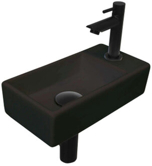 Ink Versus Fonteinset - 36x18x9cm - wasbak links - porselein mat zwart 1805362 Zwart mat