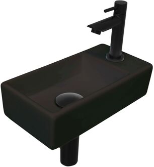 Ink Versus Fonteinset - 36x18x9cm - wasbak links - porselein mat zwart 1805362 Zwart mat