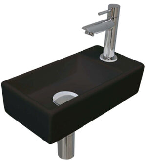 Ink Versus Fonteinset - 36x18x9cm - wasbak links - porselein Mat zwart/chroom 1805312 Zwart mat