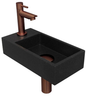 Ink Versus Fonteinset - 36x18x9cm - wasbak rechts - 1 kraangat - Quartz zwart/Mat rose goud 1805149 Quartz Zwart/Rose mat