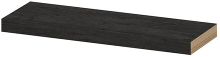 Ink wandplank in houtdecor 3,5cm dik voorzijde afgekant voor ophanging in nis 60x20x3,5cm, houtskool eiken