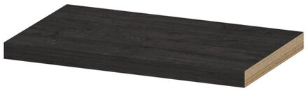 Ink wandplank in houtdecor 3,5cm dik voorzijde afgekant voor ophanging in nis 60x35x3,5cm, houtskool eiken