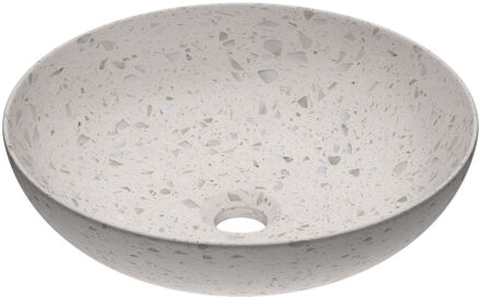 Ink Waskom INK Convex 40 Rond 40x40x13cm Composiet Mat Wit Terrazzo
