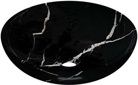 Ink Waskom INK Convex 40 Rond 40x40x13cm Natuursteen Glans Zwart Marmer
