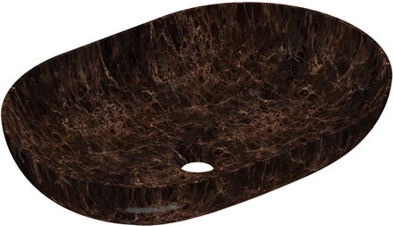 Ink Waskom INK Roman 55 Ovaal 55x38x14cm Natuursteen Glans Emperador Bruin
