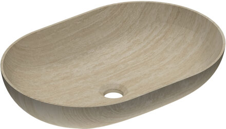 Ink Waskom INK Roman 55 Ovaal 55x38x14cm Natuursteen Mat Travertin Beige