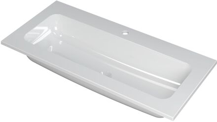 Ink Wastafel Faktor polystone centraal met 1 kraangat 100 cm x 45 cm x 1,5 cm Glans wit 3407011