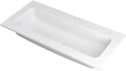 Ink Wastafel Faktor polystone centraal met 1 kraangat 100 cm x 45 cm x 1,5 cm Mat wit 3407211 Mat wit
