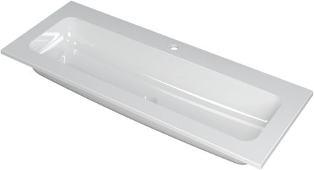 Ink Wastafel Faktor polystone centraal met 1 kraangat 120 cm x 45 cm x 1,5 cm Glans wit 3407021
