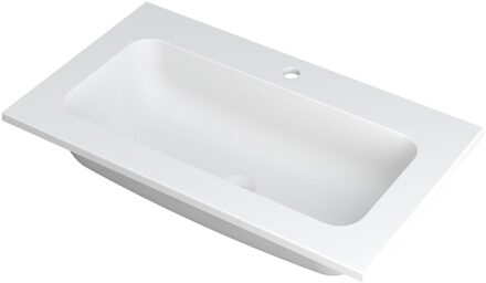 Ink Wastafel Faktor polystone centraal met 1 kraangat 80 cm x 45 cm x 1,5 cm Mat wit 3407201 Mat wit