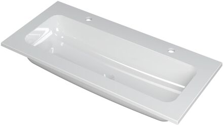 Ink Wastafel Faktor polystone centraal met 2 kraangaten 100 cm x 45 cm x 1,5 cm Glans wit 3407012