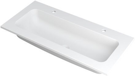 Ink Wastafel Faktor polystone centraal met 2 kraangaten 100 cm x 45 cm x 1,5 cm Mat wit 3407212 Mat wit