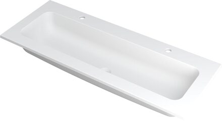 Ink Wastafel Faktor polystone centraal met 2 kraangaten 120 cm x 45 cm x 1,5 cm Mat wit 3407222 Mat wit
