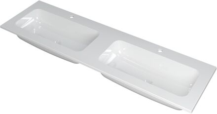Ink Wastafel Faktor polystone dubbel met 2 kraangaten 160 cm x 45 cm x 1,5 cm Glans wit 3407042