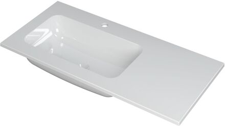 Ink Wastafel Faktor polystone links met 1 kraangat 100 cm x 45 cm x 1,5 cm Glans wit 3407015