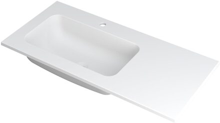 Ink Wastafel Faktor polystone links met 1 kraangat 100 cm x 45 cm x 1,5 cm Mat wit 3407215 Mat wit