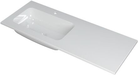 Ink Wastafel Faktor polystone links met 1 kraangat 120 cm x 45 cm x 1,5 cm Glans wit 3407025