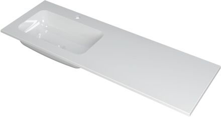 Ink Wastafel Faktor polystone links met 1 kraangat 140 cm x 45 cm x 1,5 cm Glans wit 3407035