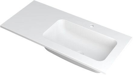 Ink Wastafel Faktor polystone rechts met 1 kraangat 100 cm x 45 cm x 1,5 cm Mat wit 3407218 Mat wit