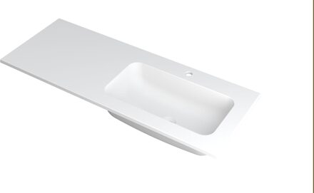 Ink Wastafel Faktor polystone rechts met 1 kraangat 120 cm x 45 cm x 1,5 cm Mat wit 3407228 Mat wit