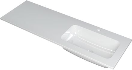 Ink Wastafel Faktor polystone rechts met 1 kraangat 140 cm x 45 cm x 1,5 cm Glans wit 3407038
