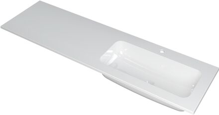 Ink Wastafel Faktor polystone rechts met 1 kraangat 160 cm x 45 cm x 1,5 cm Glans wit 3407048
