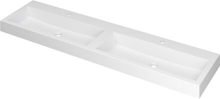 Ink Wastafel Momento Polystone dubbel met 2 kraangaten 180 cm x 45 cm x 9 cm Mat wit 3421371 Mat wit