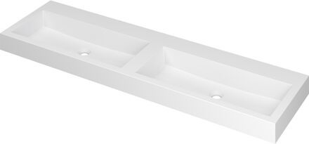 Ink Wastafel Momento Polystone dubbel zonder kraangaten 160 cm x 45 cm x 9 cm Mat wit 3421360 Mat wit