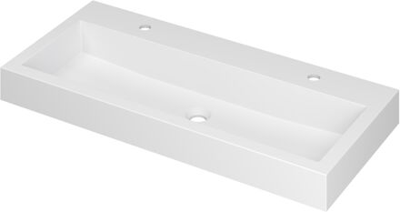 Ink Wastafel Momento Polystone met 2 kraangaten 100 cm x 45 cm x 9 cm Mat wit 3421332 Mat wit