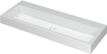 Ink Wastafel Momento Polystone met 2 kraangaten 120 cm x 45 cm x 9 cm Glans wit 3421042