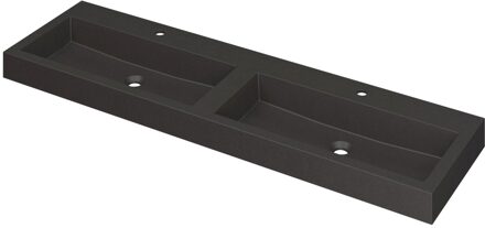 Ink Wastafel Momento Quartz dubbel met 2 kraangaten 160 cm x 45 cm x 9 cm Quartz zwart 3421261
