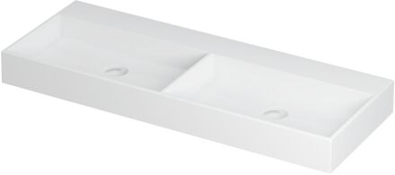 Ink Wastafel United Porselein dubbel zonder kraangat incl. porseleinen click plug en verborgen overloop systeem 120 cm x 45 cm x 11 cm Mat wit 0206122 Mat wit