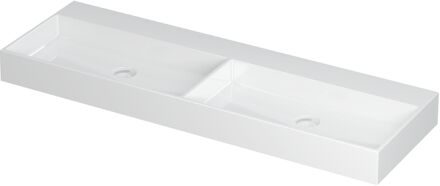 Ink Wastafel United Porselein dubbel zonder kraangat incl. porseleinen click plug en verborgen overloop systeem 140 cm x 45 cm x 11 cm Glans wit 0206141