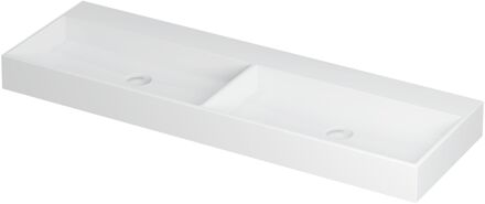 Ink Wastafel United Porselein dubbel zonder kraangat incl. porseleinen click plug en verborgen overloop systeem 140 cm x 45 cm x 11 cm Mat wit 0206142 Mat wit
