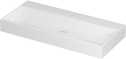 Ink Wastafel United Porselein met 1 kraangat incl. porseleinen click plug en verborgen overloop systeem 100 cm x 45 cm x 11 cm Glans wit 0206071